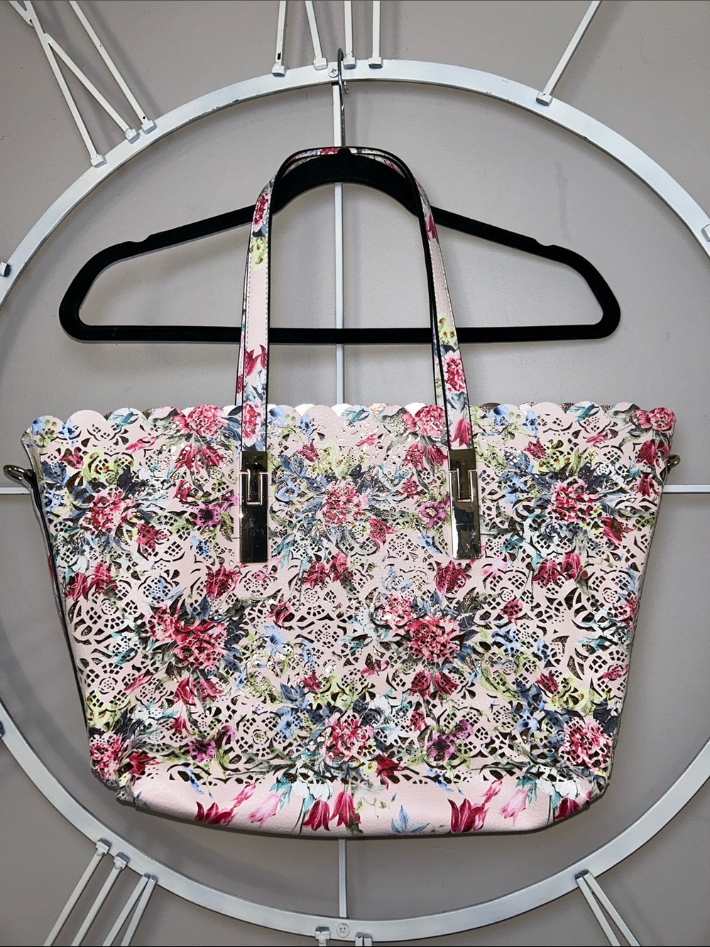 ALDO Casnovia Floral Laser-Cut Tote Bag
